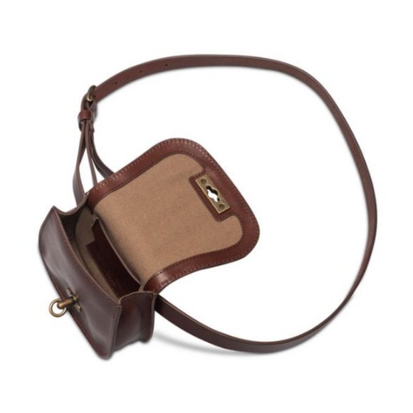 Frye Narrow Leather Belt with Pouch Brown NWT - Picture 3 of 5